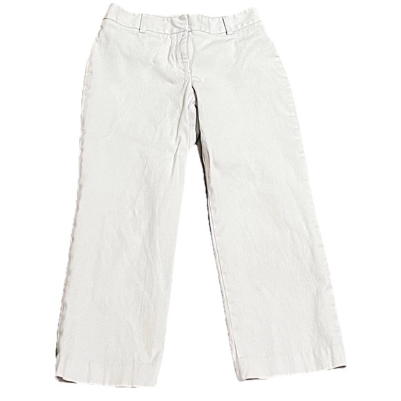 Ann Taylor Jacquard Straight Leg Capri Pants Mid Rise Solid White Size 2 - Picture 1 of 11